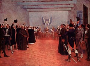 Kongres v Tucumanu, deklarace nezávislosti Argentiny na Španělsku v roce 1816 (barevné lito) od Francisco (after) Fortuny