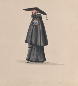 Mnich z řádu Barbones, ze skupiny kreseb zobrazujících peruánský kroj, 1848.
