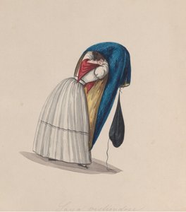 Žena vstupující do své saya při pohledu zezadu, ze skupiny kreseb zobrazujících..., ca. 1848. od Francisco
