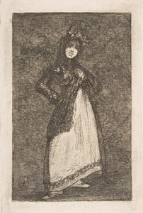 Maja stojící na tmavém pozadí Maja. od Francisco de Goya