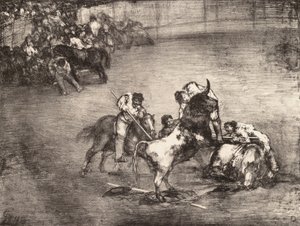 Pikador chycený býkem, z „Býků z Bordeaux“, 1825., 1825. od Francisco de Goya