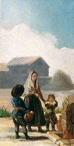 Žena a dvě děti u fontány od Francisco de Goya