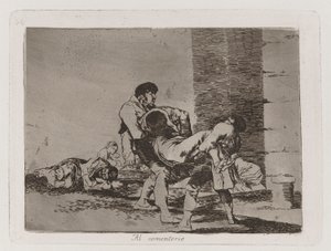 Na hřbitov, deska 56 z The Disasters of War od Francisco de Goya