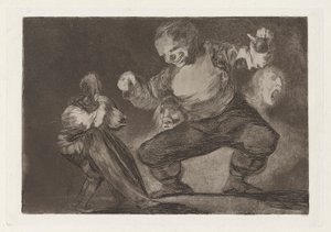 Bobalic?n (Simpleton), také známý jako Po neřesti přichází Fornicio (Po neřesti přichází smilstvo), ze série Los absurdities (Los proverbios) od Francisco de Goya