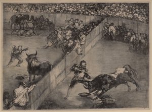Býčí zápasy v rozděleném ringu od Francisco de Goya