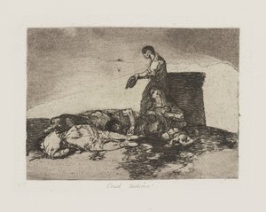 Krutá škoda! (Krutý příběh běda!), pl. 48 ze série The Disasters of War od Francisco de Goya