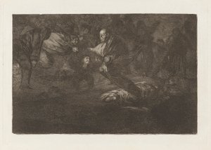 Bůh je stvořil a oni se spojili (Bůh je stvořil a oni se spojili), ze série Los disparates (Los proverbios) od Francisco de Goya