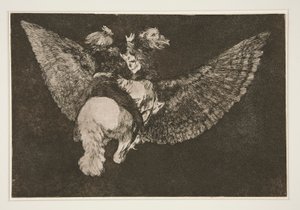 Disparate volante (Flying Folly), pl. 5 ze série Los proverbios od Francisco de Goya