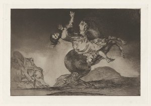 El Caballo Raptor (Únosec koní), také známý jako La mujer y el potro, que los dome otro (Žena a kůň, ať je ovládne někdo jiný), ze série Los absurdities (Los proverbios) od Francisco de Goya
