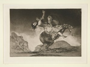 Kůň dravec (The Horse Abductor), pl. 10 ze série Přísloví od Francisco de Goya