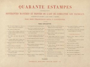 Vysvětlující list, z La tauromaquia (třetí vydání) od Francisco de Goya