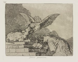 Gateská pantomima. (Kočičí pantomima.), pl. 73 ze série The Disasters of War od Francisco de Goya