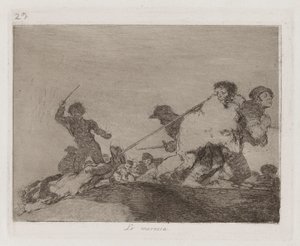 Zasloužil si to, deska 29 z The Disasters of War od Francisco de Goya