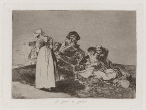 Nejhorší je žebrat (The Worst Is to Beg), deska 55 z The Disasters of War od Francisco de Goya