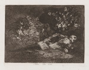 Žádný. [Ello dir?] (Nothing. The Event Will Tell), Deska 69 z The Disasters of War od Francisco de Goya