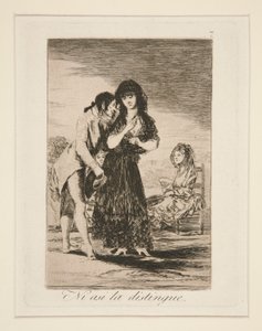 Ni asi la distingue (Ani tak ji nemůže udělat), pl. 7 z Los caprichos od Francisco de Goya
