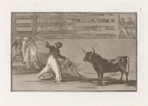 Původ harpun? banderillas (Původ harpun nebo Banderillas), deska 7 z La tauromaquia od Francisco de Goya