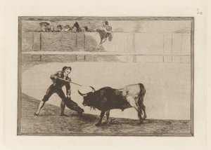 Pedro Rosemary? na stojícího býka (Pedro Romero Killing the Halted Bull), Talíř 30 z The Bull Machinery od Francisco de Goya