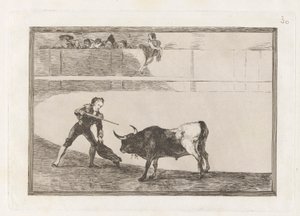 Zabíjí Pedro Romero? stojící býk (Pedro Romero Killing the Halted Bull), Talíř 30 z La tauromaquia od Francisco de Goya