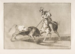 Deska 11 z Tauromaquia: The Cid campeador spearing another bull., 1816. od Francisco de Goya