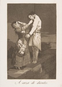 Talíř 12 z Los Caprichos: Hon na zuby A caza de dientes., 1799. od Francisco de Goya