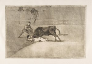 Deska 33 z Tauromaquia: Nešťastná smrt Pepe Illa v ringu v Madridu., 1816. od Francisco de Goya