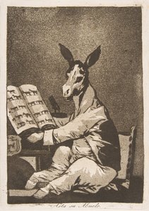 Talíř 39 z Los Caprichos: A takový byl i jeho dědeček. Asta su Abuelo., 1799. od Francisco de Goya