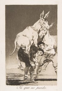 Deska 42 z Los Caprichos: Ty, kdo nemůžeš Tu que no puedes., 1799. od Francisco de Goya