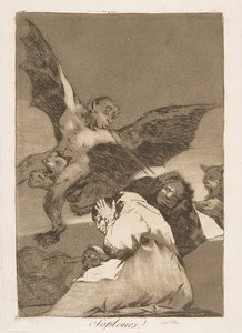 Deska 48 z Los Caprichos: Tale-Bearers-Blasts of Wind Soplones., 1799. od Francisco de Goya