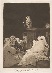 Talíř 53 z Los Caprichos: Jaký zlatý zobák! Que Pico de Oro!, 1799. od Francisco de Goya