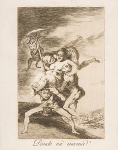 Talíř 65 z Los Caprichos: Kam jde máma Donde vá mámá, 1799. od Francisco de Goya