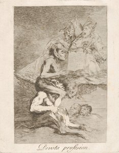 Talíř 70 z Los Caprichos: Devout Profession Devota profesion., 1799. od Francisco de Goya