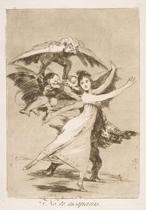 Deska 72, z Los Caprichos: Neunikneš No te escaparàs., 1799. od Francisco de Goya
