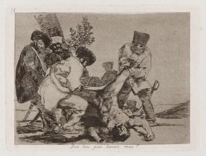 Co [sic] lze udělat víc? (What More Can Be Done?), Deska 33 z The Disasters of War od Francisco de Goya