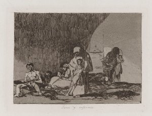 Zdraví a nemocní, deska 57 z The Disasters of War od Francisco de Goya