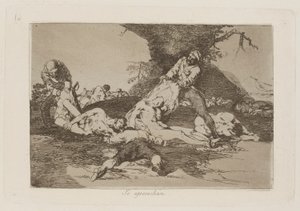Se aprovechan (Využívají je), pl. 16 ze série Los desastres de la guerra (The Disasters of War) od Francisco de Goya