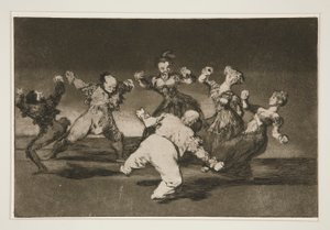 Si Marina Bay? [sic], tome lo que hall? (If Marion Will Dance, then She Mus To Take the Consequences), pl. 12 ze série Los proverbios od Francisco de Goya