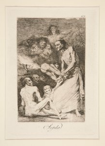 Sopla (Blow), pl. 69 ze série Los caprichos od Francisco de Goya