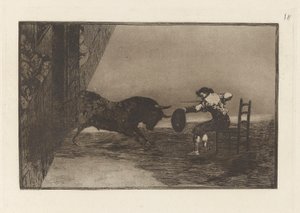 Temeridad de Martincho en la plaza de Zaragoza (Odvaha Martincha v prstenu v Zaragoze), deska 18 z La tauromaquia od Francisco de Goya