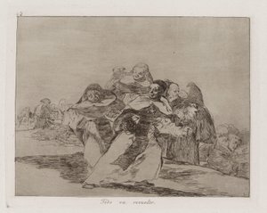 Všechno je Topsy-turvy, Plate 42 z The Disasters of War od Francisco de Goya