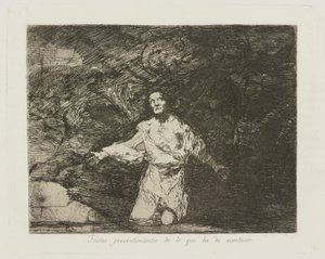 Smutné předtuchy toho, co přijde. (Smutné předtuchy toho, co se stane.), pl. 1 ze série The Disasters of War od Francisco de Goya