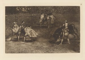 Na ramenou d?n chulo jede toreador od Francisco de Goya