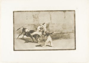 Moor chycený býkem v ringu, deska 8 z The Art of Bullfighting od Francisco Jose de Goya y Lucientes