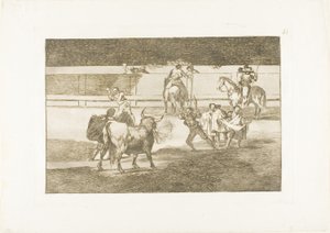 Banderillas s petardami, deska 31 z The Art of Bullfighting od Francisco Jose de Goya y Lucientes
