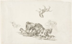 Býk napadený psy od Francisco Jose de Goya y Lucientes