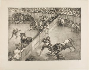 Býčí zápas v rozděleném ringu, od The Bulls of Bordeaux od Francisco Jose de Goya y Lucientes