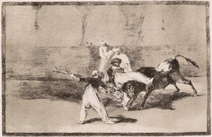 Býčí zápasy: Maur dostane v aréně ránu na roh od Francisco de Goya