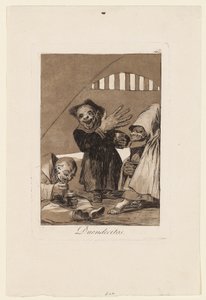 Duendecitos, deska z "Los Caprichos", 1799 od Francisco de Goya
