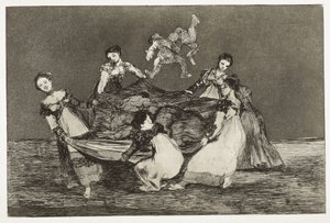 GOYA Y LUCIENES, Francisco de (1746-1828). Přísloví. Ženská hádanka. 1815-1824. (24,7 x 35,8 cm). Deska 1 "" Přísloví "". Romantismus. Rytina. ŠPANĚLSKO. MADRID (AUTONOMNÍ KOMUNITA). Madrid. Nadace Lazara Galdiana od Francisco Jose de Goya y Lucientes