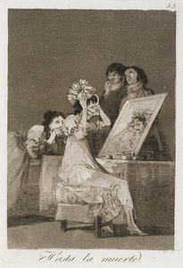 Hasta la muerta z Los Caprichos, vydáno 1799 (lept, leštěná akvatinta a suchá jehla) od Francisco de Goya